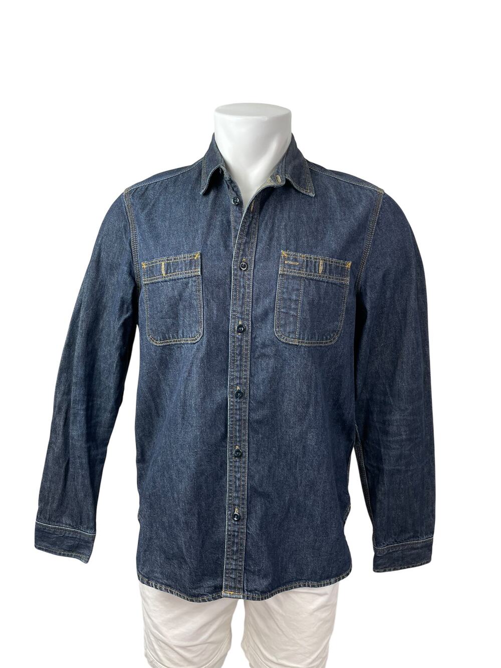 GAP 1969 Men's Blue Long Sleeve Pocket Button Down Trucker Denim Jean Jacket M
